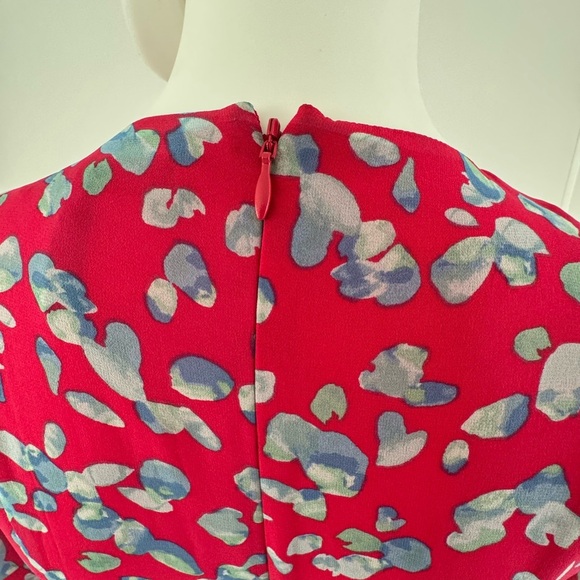 BCBGMaxAzria  Eve Dress 100% Silk  Pink/White Asymmetrical Bishop Sleeves XXS - Picture 10 of 12